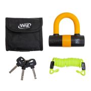VINZ Dinara Orange Universal Scheibenbremsschloss für Roller / Motorrad ART 4 Vorderansicht