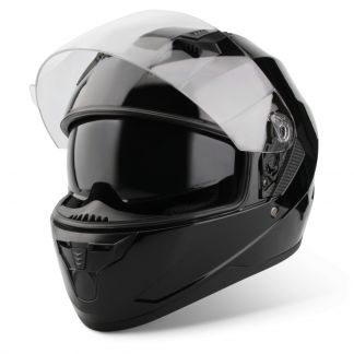 Vinz Kennet schwarz Integralhelm Rollerhelm Motorradhelm Sonnenblende Vorderansicht offenes Visier