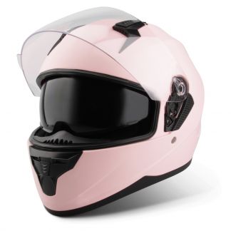 Vinz Kennet matt rosa Integralhelm Rollerhelm Motorradhelm Sonnenblende Vorderansicht offenes Visier