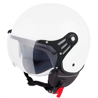 Vinz Stelvio mat wit jethelm fashionhelm scooterhelm motorhelm vooraanzicht zwart vizier